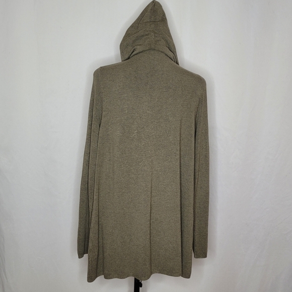 Eileen Fisher Open-Front Hooded Lightweight Cardigan with Pockets - Size PL - Picture 5 of 13